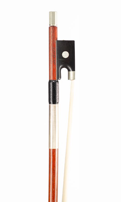 A three-quarter sized violin bow, nickel-mounted, branded Ary-France