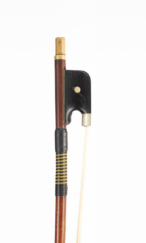 A brass-mounted double-bass bow, unbranded