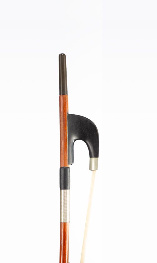 A silver-mounted double-bass bow, branded R. Paesold
