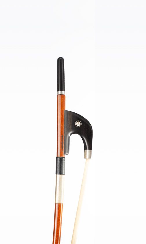 A silver-mounted double-bass bow, branded V. Schaeffer - Brasil
