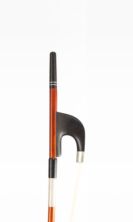 A silver-mounted double-bass bow, branded Renato Casara, Brasil