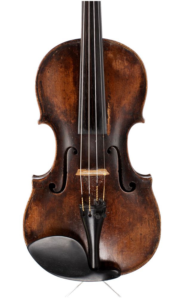 A violin, labelled Giovan Paolo Magini