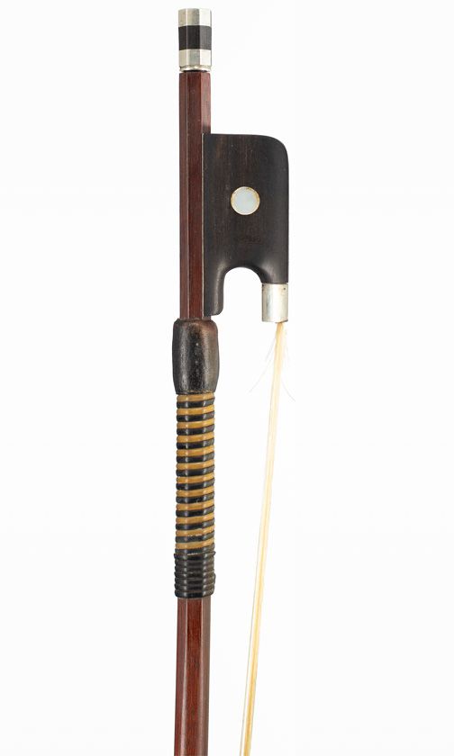 A silver-mounted cello bow, unbranded