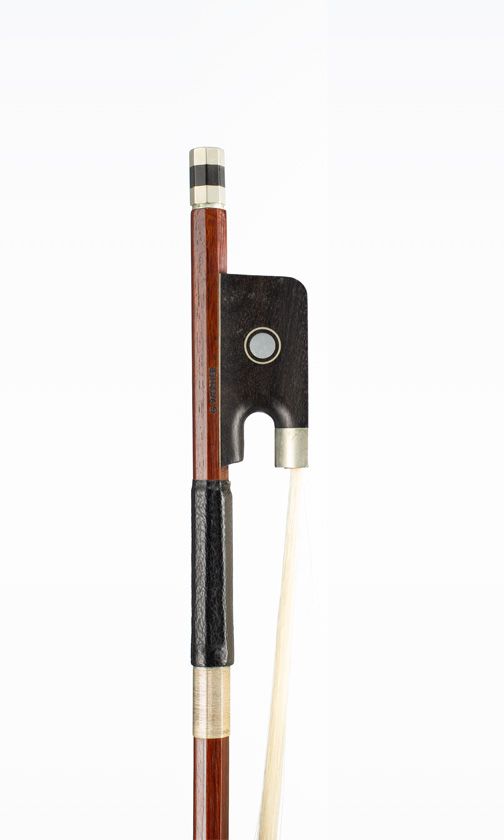 A nickel-mounted cello bow, branded G. Werner