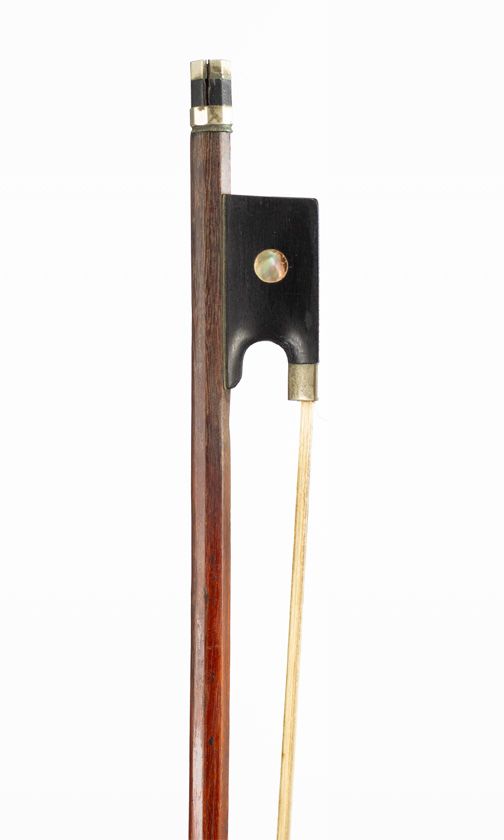 A nickel-mounted violin bow, unbranded