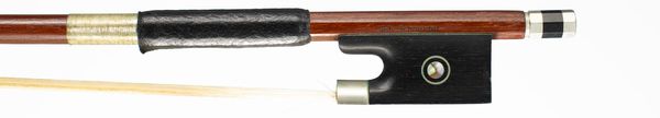 A nickel-mounted violin bow, branded Joh. Schneider