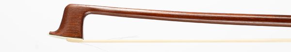 A nickel-mounted violin bow, branded Joh. Schneider