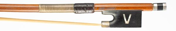 A nickel-mounted violin bow, branded J. E. Vickers