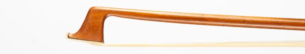 A nickel-mounted violin bow, branded J. E. Vickers