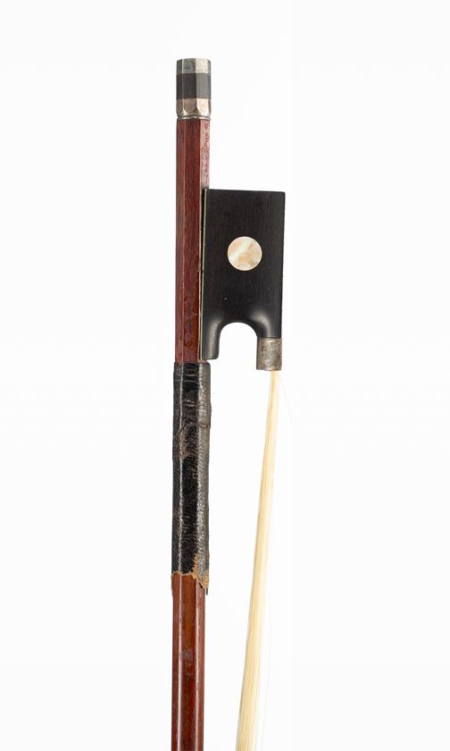 A silver-mounted violin bow, unbranded