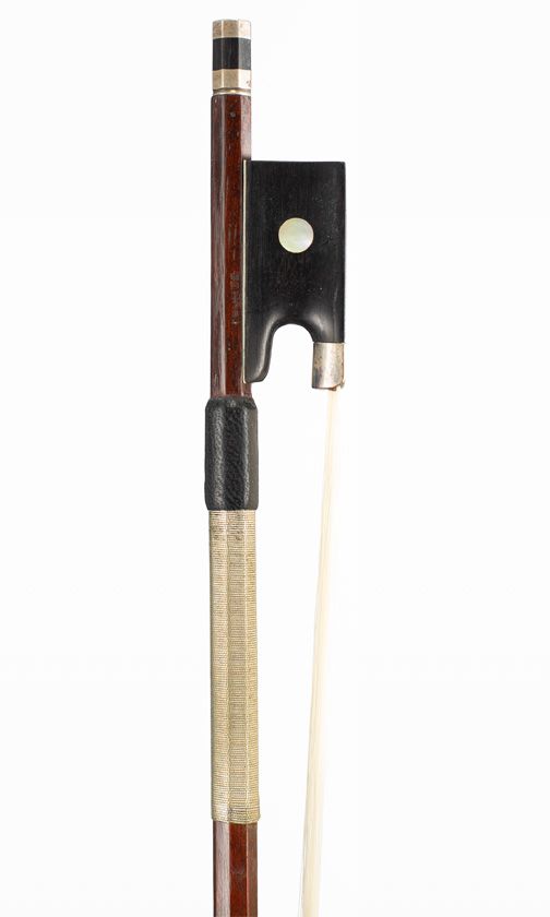 A silver-mounted violin bow, branded Tourte