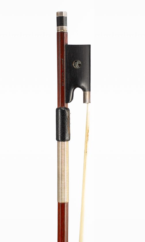 A silver-mounted violin bow, branded Arthur Thoma