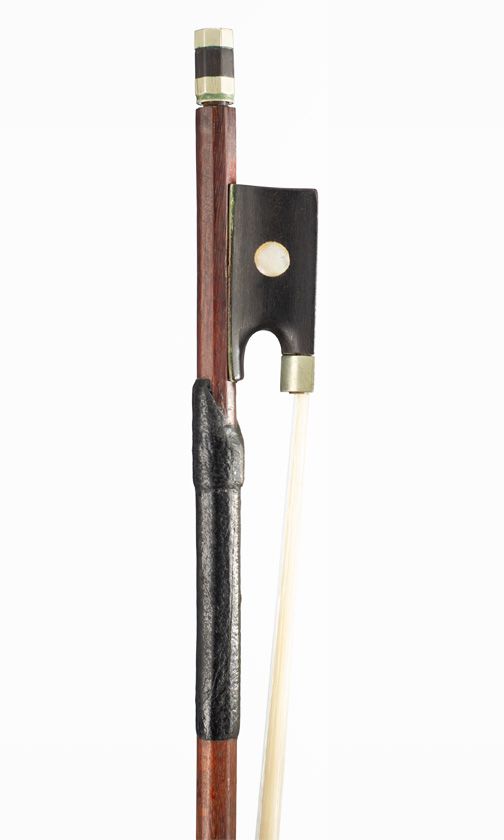 A nickel-mounted violin bow, unbranded