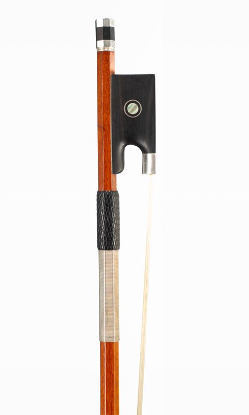 A silver-mounted violin bow, unbranded