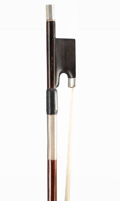 A silver-mounted violin bow, branded Hawkes & Son