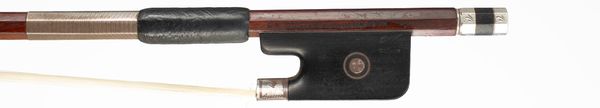 A silver-mounted cello bow, branded Gunter A. Paulus