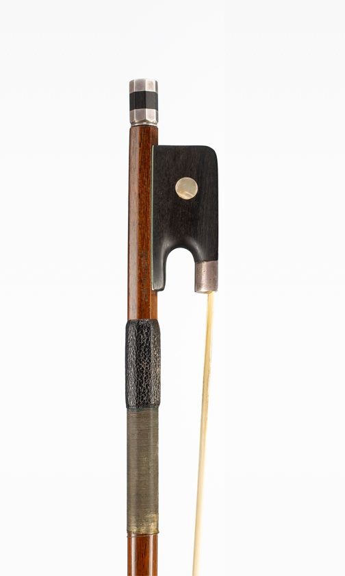 A silver-mounted cello bow by J. E. Vickers, Wisbech