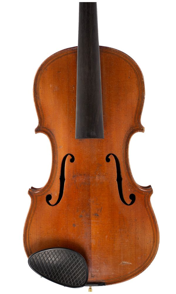 A violin, labelled Walter H. Mayson, Manchester 1900