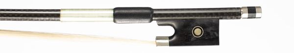 A nickel-mounted carbon-fibre violin bow, unbranded