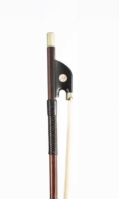 A nickel-mounted violin bow, unbranded