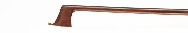 A nickel-mounted violin bow, branded Vuillaume