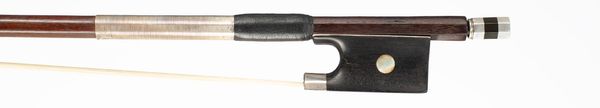 A nickel-mounted violin bow, unbranded