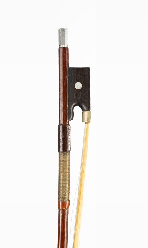 A nickel-mounted violin bow, unbranded