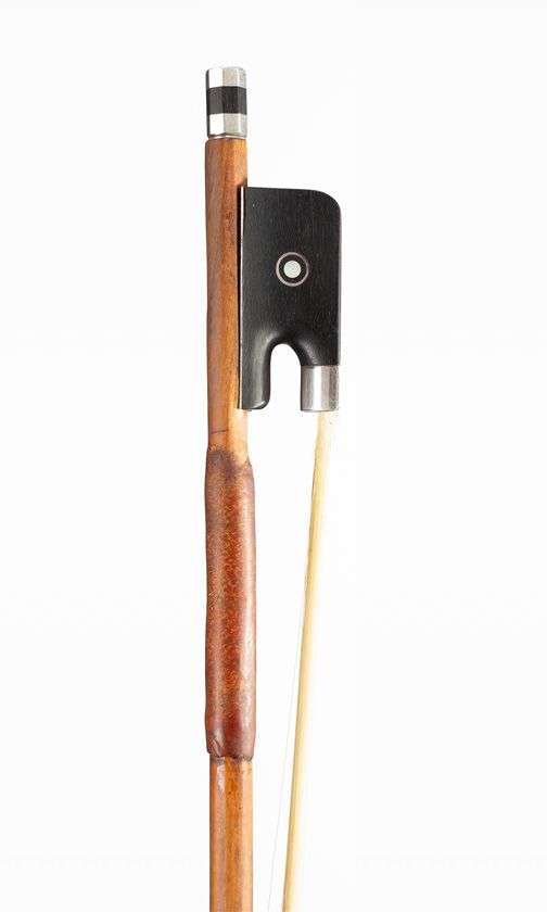 A silver-mounted cello bow, unbranded