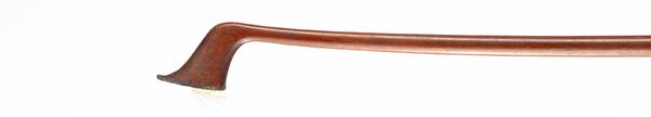 A nickel-mounted violin bow, branded Tourte