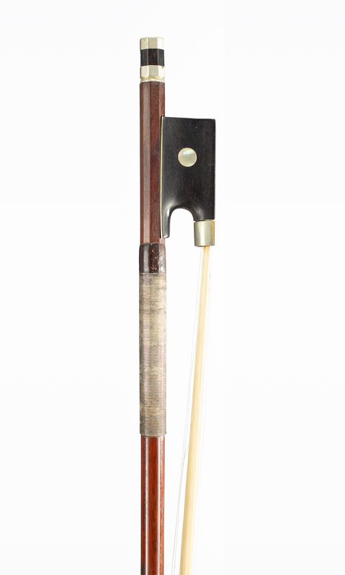 A nickel-mounted violin bow, unbranded