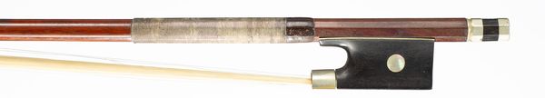A nickel-mounted violin bow, unbranded