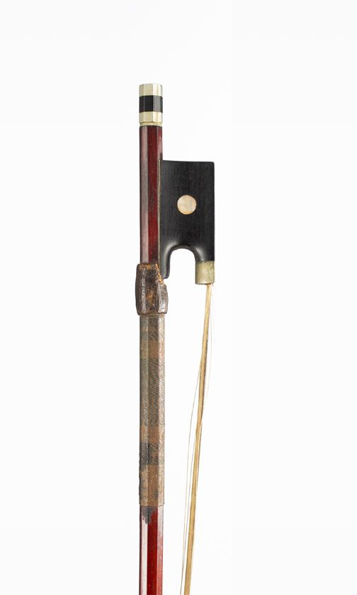 A nickel-mounted violin bow, unbranded