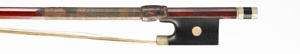 A nickel-mounted violin bow, unbranded