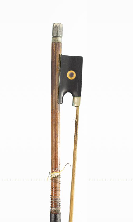 A nickel-mounted violin bow, unbranded