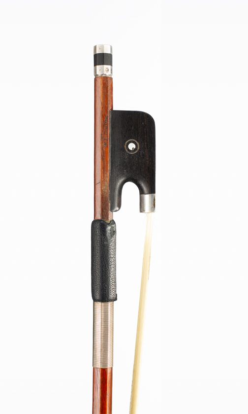A silver-mounted cello bow, branded W. E. Dorfler