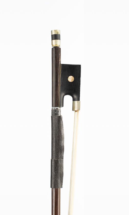 A nickel-mounted violin bow, unbranded