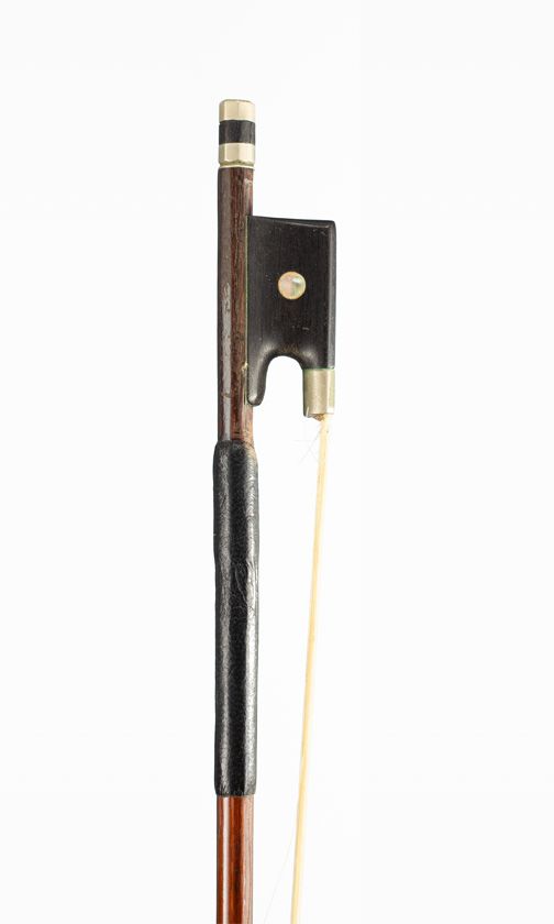 A nickel-mounted violin bow, unbranded