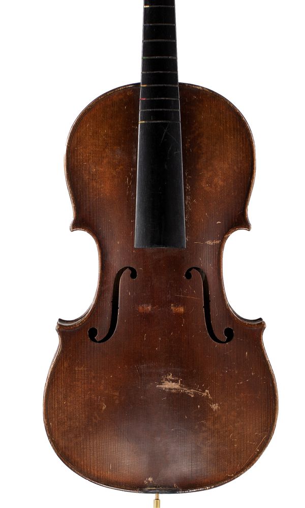 A violin, labelled Nicolaus Amatus