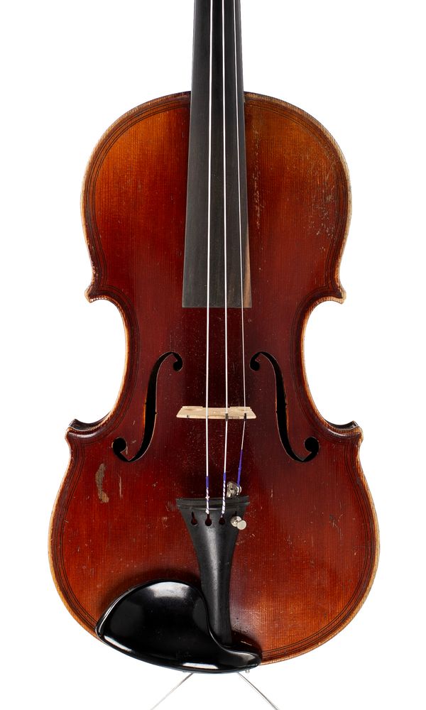 A violin, labelled Mathias Neiner