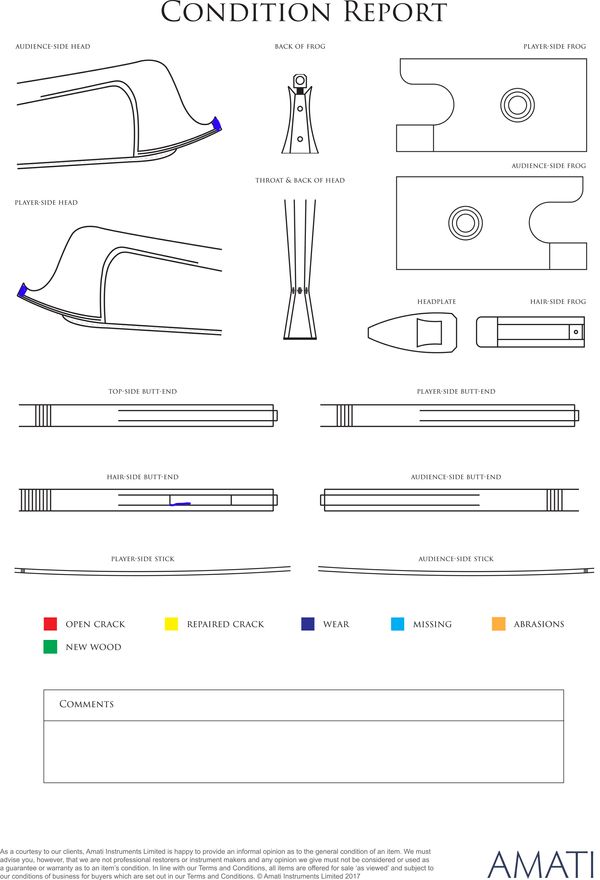 A silver-mounted cello bow, unbranded - condition report