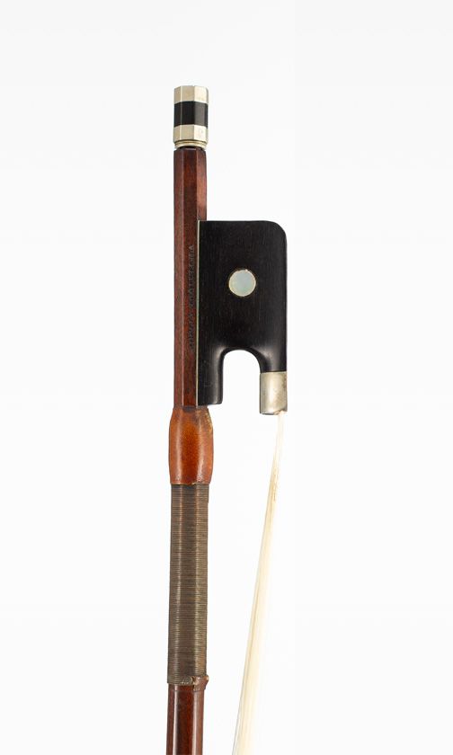 A nickel-mounted cello bow, France, circa 1910