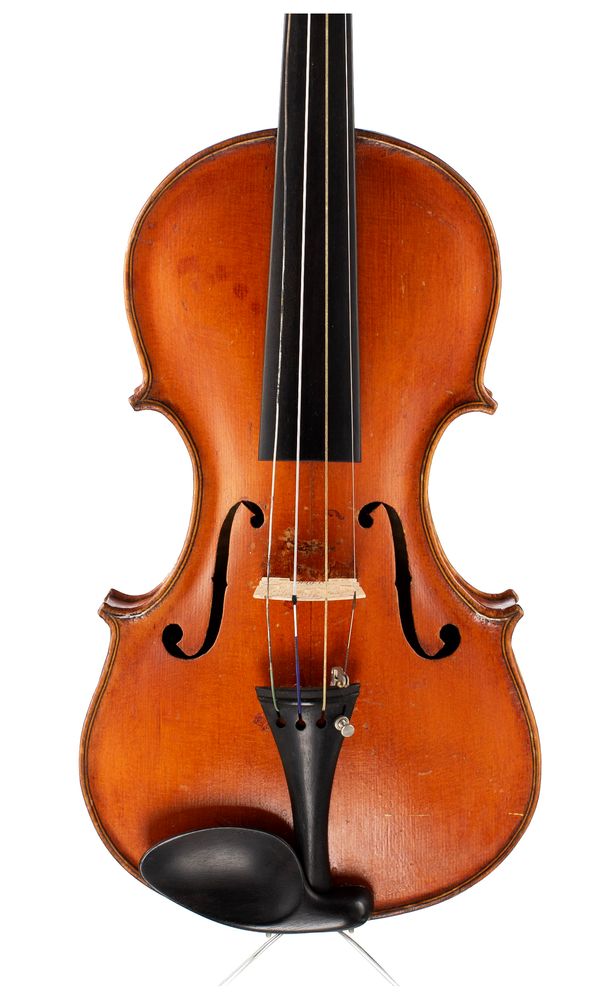 A violin, labelled J.W.S.