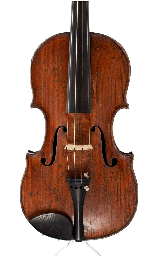 A violin, bearing repairer's label