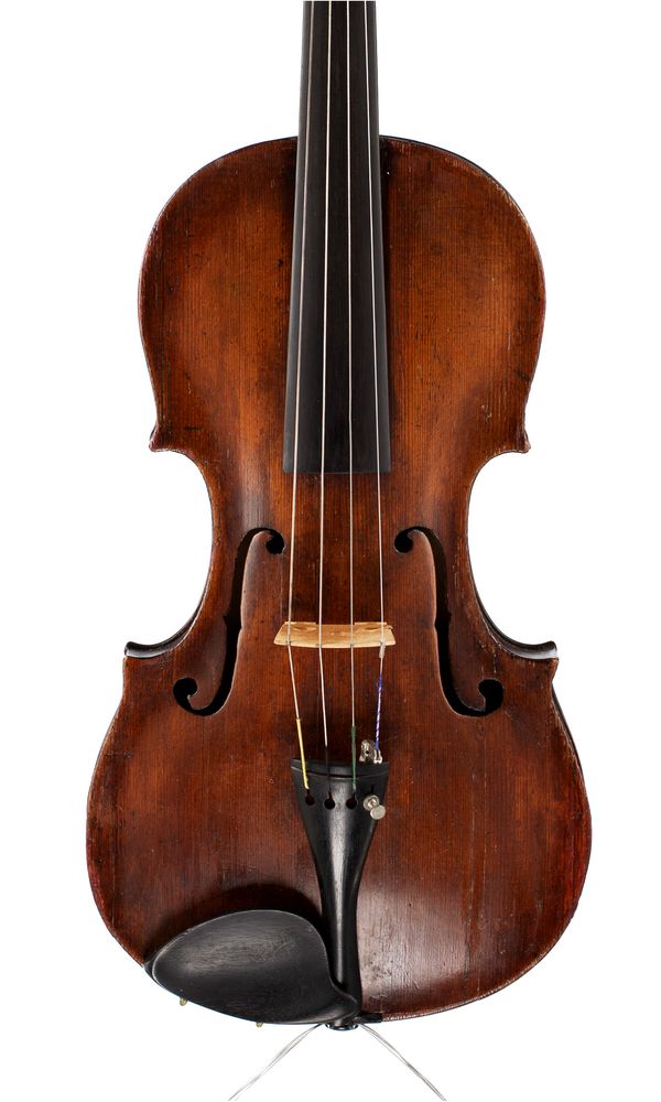 A violin, bearing repairer's label