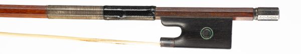 A silver-mounted violin bow, branded Otto Schuller