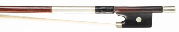 A nickel-mounted violin bow by Wilhelm August Pfretzschner, Germany, circa 1920