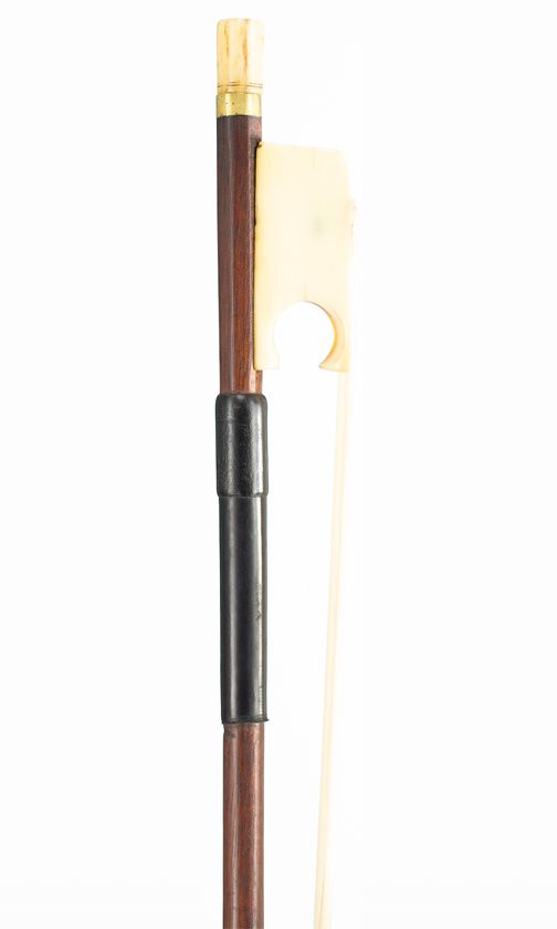 A bone and ivory mounted fruitwood classical cello bow, probably England, circa 1820