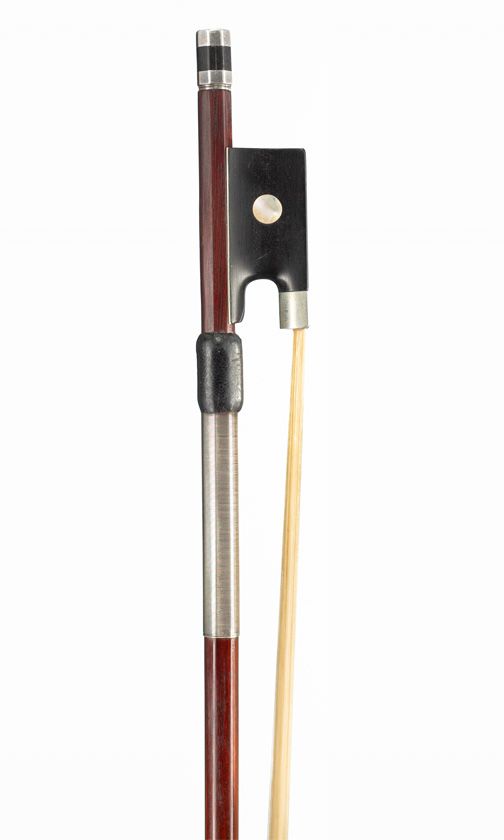 A nickel-mounted amourette viola bow, School of Nurnberger, Germany, circa 1925