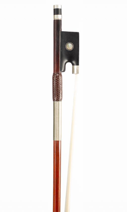A nickel-mounted violin bow by a member of the Knopf Family, Germany, circa 1900