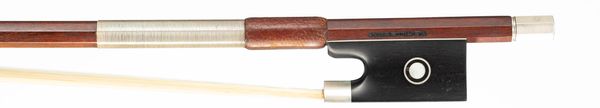 A silver-mounted violin bow, probably by Malcolm Taylor, branded W. E. Hill & Sons, England, circa 1980